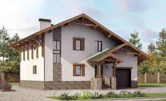 190-007-П Проект двухэтажного дома мансардой, гараж, уютный домик из кирпича Карачаевск | Проекты домов от House Expert