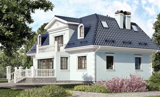 210-004-Л Проект двухэтажного дома с мансардным этажом, уютный дом из арболита Карачаевск | Проекты домов от House Expert