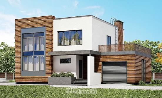 220-003-П Проект двухэтажного дома и гаражом, современный дом из твинблока Черкесск | Проекты домов от House Expert