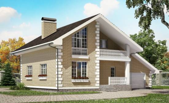 190-005-П Проект двухэтажного дома мансардой и гаражом, красивый загородный дом из теплоблока Черкесск | Проекты домов от House Expert