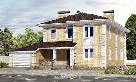 220-006-Л Проект двухэтажного дома и гаражом, просторный загородный дом из газосиликатных блоков Черкесск | Проекты домов от House Expert