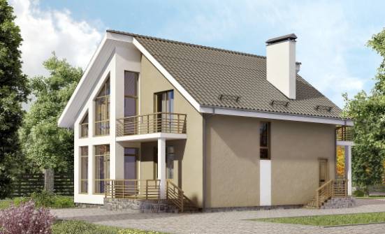 170-006-Л Проект двухэтажного дома мансардой, компактный загородный дом из газобетона Карачаевск | Проекты домов от House Expert