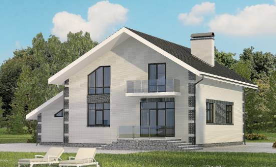180-001-П Проект двухэтажного дома с мансардой и гаражом, бюджетный дом из бризолита Черкесск | Проекты домов от House Expert