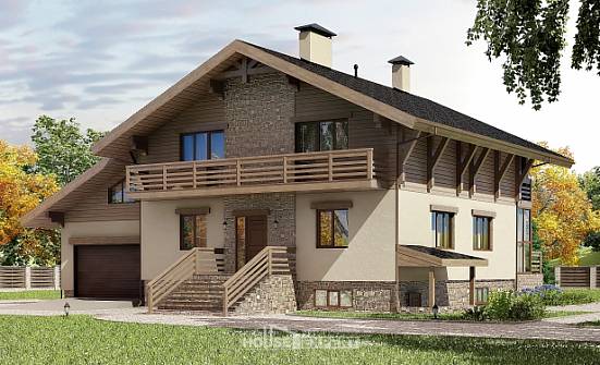 420-001-Л Проект трехэтажного дома с мансардным этажом, гараж, просторный загородный дом из кирпича Черкесск | Проекты домов от House Expert