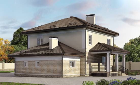 220-007-П Проект двухэтажного дома и гаражом, современный загородный дом из кирпича Карачаевск | Проекты домов от House Expert