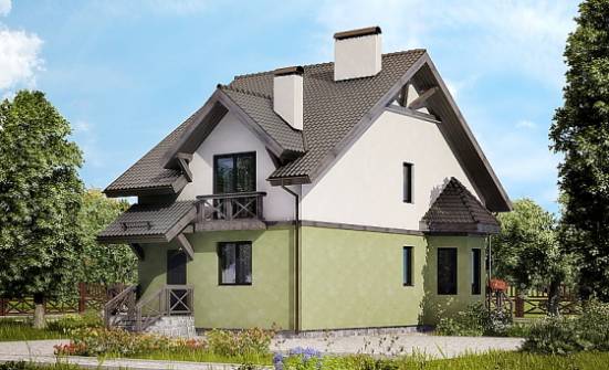 120-003-П Проект двухэтажного дома с мансардным этажом, доступный дом из блока Карачаевск | Проекты домов от House Expert