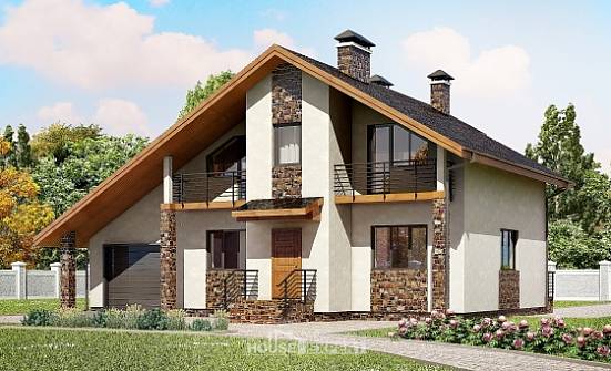 180-008-Л Проект двухэтажного дома с мансардным этажом, гараж, просторный загородный дом из твинблока Черкесск | Проекты домов от House Expert