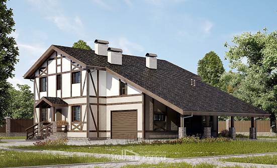 250-002-П Проект двухэтажного дома с мансардой, гараж, просторный дом из кирпича Карачаевск | Проекты домов от House Expert