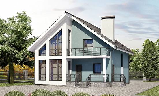 170-006-П Проект двухэтажного дома с мансардным этажом, компактный загородный дом из поризованных блоков Карачаевск | Проекты домов от House Expert