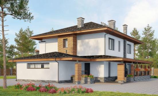 305-001-П Проект двухэтажного дома и гаражом, красивый загородный дом из керамзитобетонных блоков Черкесск | Проекты домов от House Expert