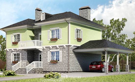 155-006-П Проект двухэтажного дома и гаражом, недорогой коттедж из керамзитобетонных блоков Черкесск | Проекты домов от House Expert