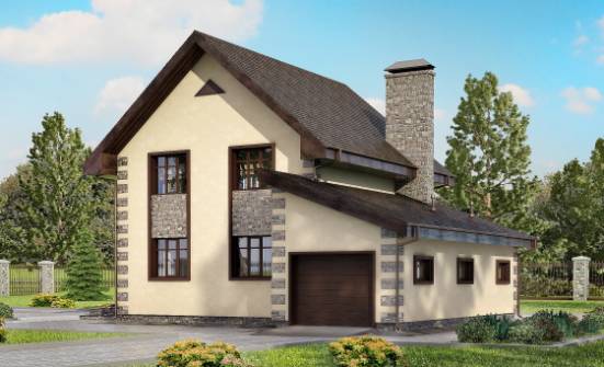 160-004-П Проект двухэтажного дома, гараж, бюджетный домик из бризолита Черкесск | Проекты домов от House Expert