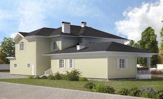 410-002-Л Проект двухэтажного дома и гаражом, большой загородный дом из арболита Карачаевск | Проекты домов от House Expert