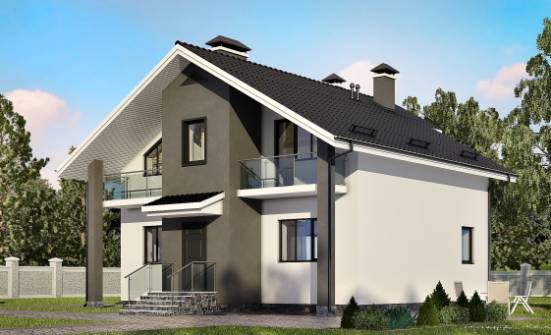 150-005-Л Проект двухэтажного дома мансардный этаж, красивый дом из газобетона Черкесск | Проекты домов от House Expert