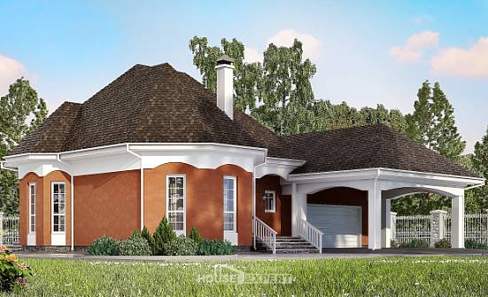180-007-П Проект двухэтажного дома с мансардой и гаражом, скромный коттедж из газобетона Черкесск | Проекты домов от House Expert