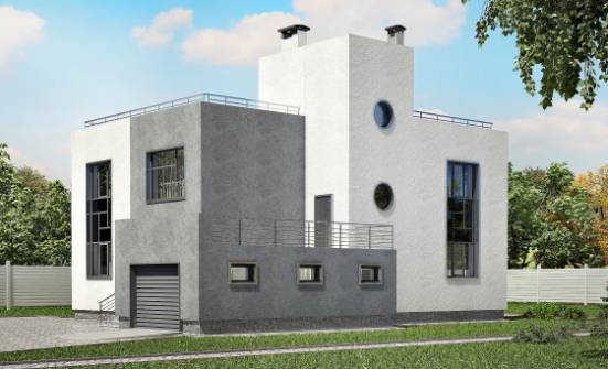 255-001-П Проект двухэтажного дома и гаражом, красивый загородный дом из теплоблока Черкесск | Проекты домов от House Expert