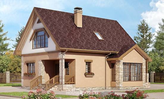 140-002-П Проект двухэтажного дома с мансардой, экономичный дом из газобетона Карачаевск | Проекты домов от House Expert