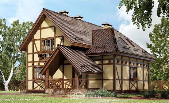 160-003-П Проект двухэтажного дома с мансардным этажом, компактный загородный дом из блока Карачаевск | Проекты домов от House Expert