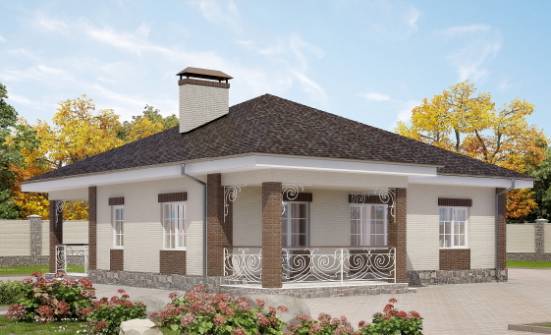 100-004-Л Проект одноэтажного дома, скромный домик из газосиликатных блоков Черкесск | Проекты домов от House Expert