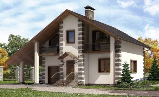 150-003-Л Проект двухэтажного дома с мансардным этажом и гаражом, компактный загородный дом из дерева Черкесск | Проекты домов от House Expert
