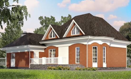 180-007-П Проект двухэтажного дома с мансардой и гаражом, скромный коттедж из газобетона Черкесск | Проекты домов от House Expert