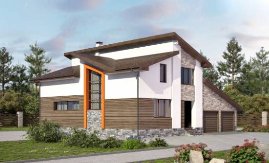 240-004-П Проект двухэтажного дома с мансардой и гаражом, простой дом из теплоблока Карачаевск | Проекты домов от House Expert