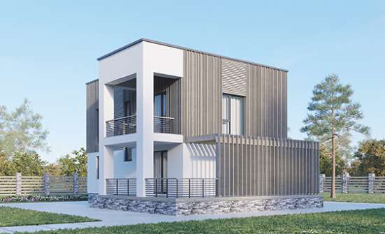 150-017-П Проект двухэтажного дома, недорогой коттедж из пеноблока Черкесск | Проекты домов от House Expert