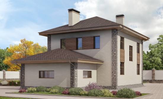 185-004-П Проект двухэтажного дома, гараж, классический загородный дом из арболита Черкесск | Проекты домов от House Expert