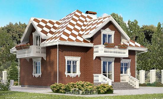 155-003-Л Проект двухэтажного дома мансардой, гараж, скромный дом из бризолита Карачаевск | Проекты домов от House Expert