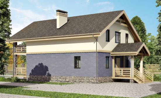 160-010-П Проект двухэтажного дома с мансардой, недорогой домик из теплоблока Карачаевск | Проекты домов от House Expert