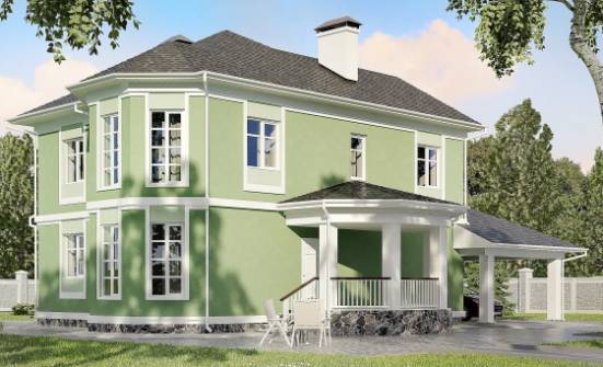 170-001-Л Проект двухэтажного дома, гараж, уютный домик из пеноблока Черкесск | Проекты домов от House Expert