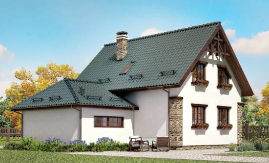 160-005-П Проект двухэтажного дома с мансардой и гаражом, современный домик из теплоблока Карачаевск | Проекты домов от House Expert