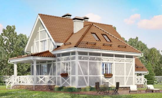 160-003-Л Проект двухэтажного дома мансардой, компактный коттедж из теплоблока Карачаевск | Проекты домов от House Expert