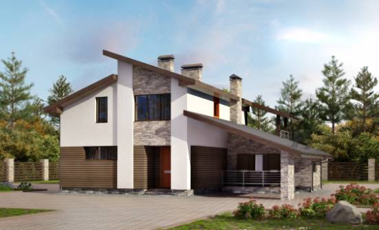 200-010-П Проект двухэтажного дома мансардой, гараж, классический загородный дом из твинблока Черкесск | Проекты домов от House Expert