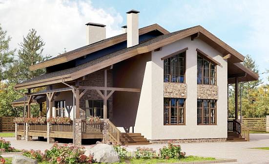 240-003-Л Проект двухэтажного дома мансардный этаж, современный загородный дом из кирпича Карачаевск | Проекты домов от House Expert
