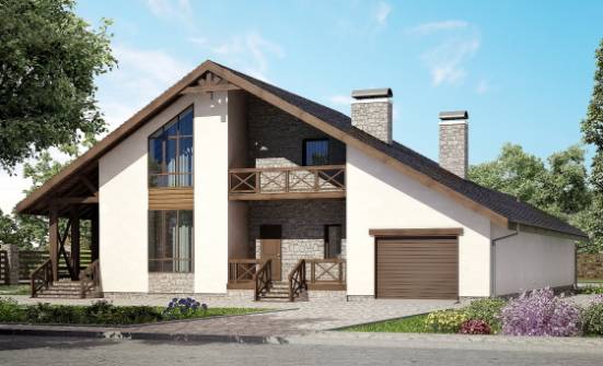 265-001-П Проект двухэтажного дома мансардный этаж и гаражом, просторный загородный дом из бризолита Черкесск | Проекты домов от House Expert