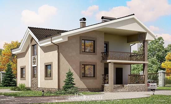 210-003-П Проект двухэтажного дома с мансардой, средний коттедж из пеноблока Карачаевск | Проекты домов от House Expert