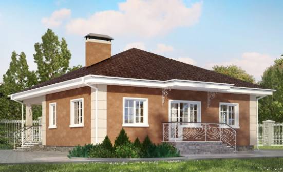 100-001-Л Проект одноэтажного дома, классический коттедж из блока Карачаевск | Проекты одноэтажных домов от House Expert