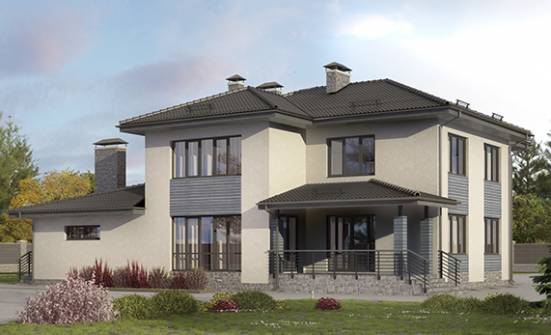 340-005-П Проект двухэтажного дома, гараж, просторный загородный дом из арболита Карачаевск | Проекты домов от House Expert