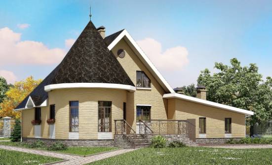 250-001-Л Проект двухэтажного дома мансардный этаж, гараж, красивый коттедж из блока Карачаевск | Проекты домов от House Expert