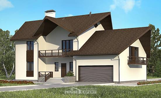 300-002-П Проект двухэтажного дома мансардой, гараж, красивый домик из арболита Карачаевск | Проекты домов от House Expert