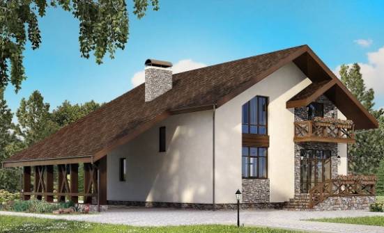 155-007-П Проект двухэтажного дома с мансардным этажом и гаражом, недорогой домик из твинблока Карачаевск | Проекты домов от House Expert