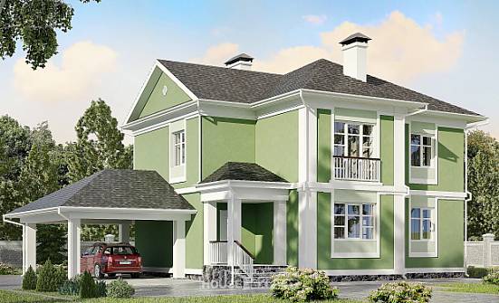 170-001-Л Проект двухэтажного дома, гараж, уютный домик из пеноблока Черкесск | Проекты домов от House Expert
