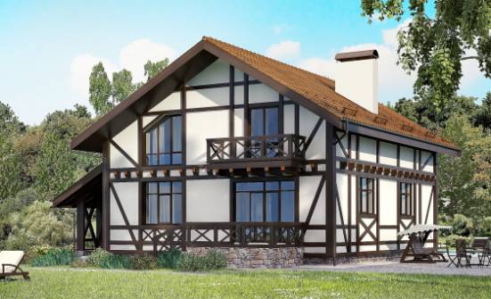 155-002-П Проект двухэтажного дома с мансардой и гаражом, бюджетный дом из теплоблока Карачаевск | Проекты домов от House Expert