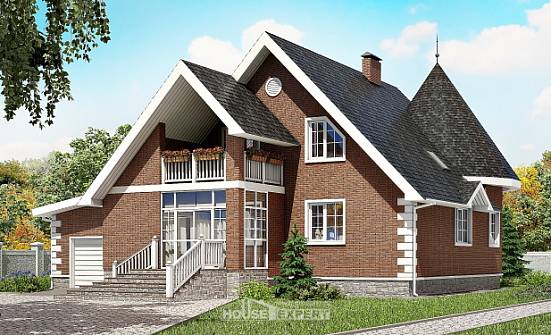 220-002-Л Проект двухэтажного дома мансардой и гаражом, современный дом из пеноблока Черкесск | Проекты домов от House Expert