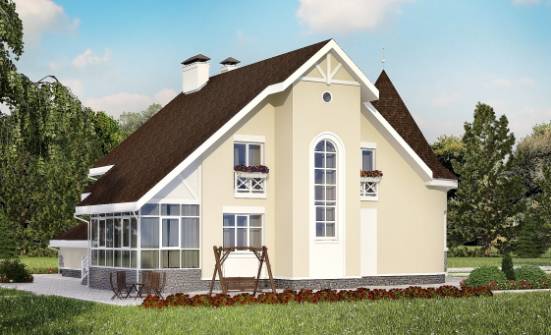 275-001-Л Проект двухэтажного дома с мансардой, гараж, большой домик из кирпича Карачаевск | Проекты домов от House Expert