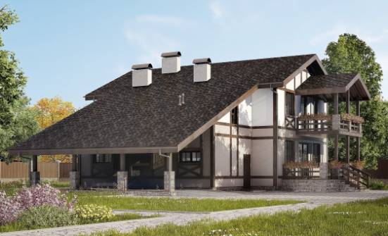 250-002-П Проект двухэтажного дома с мансардой, гараж, просторный дом из кирпича Карачаевск | Проекты домов от House Expert