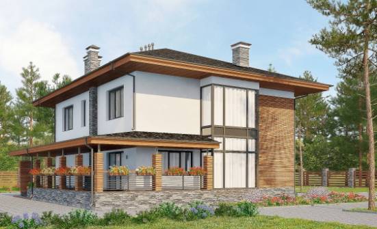 305-001-П Проект двухэтажного дома и гаражом, красивый загородный дом из керамзитобетонных блоков Черкесск | Проекты домов от House Expert