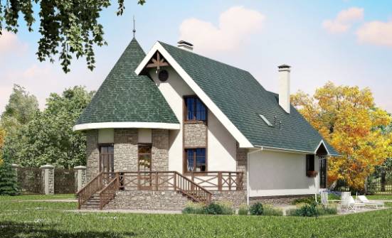 170-003-Л Проект двухэтажного дома мансардный этаж, скромный загородный дом из пеноблока Черкесск | Проекты домов от House Expert