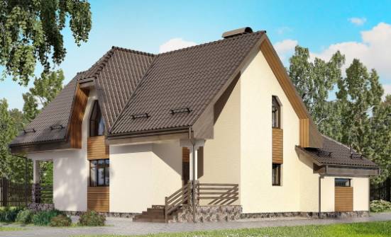 150-001-Л Проект двухэтажного дома мансардный этаж и гаражом, уютный дом из пеноблока Черкесск | Проекты домов от House Expert